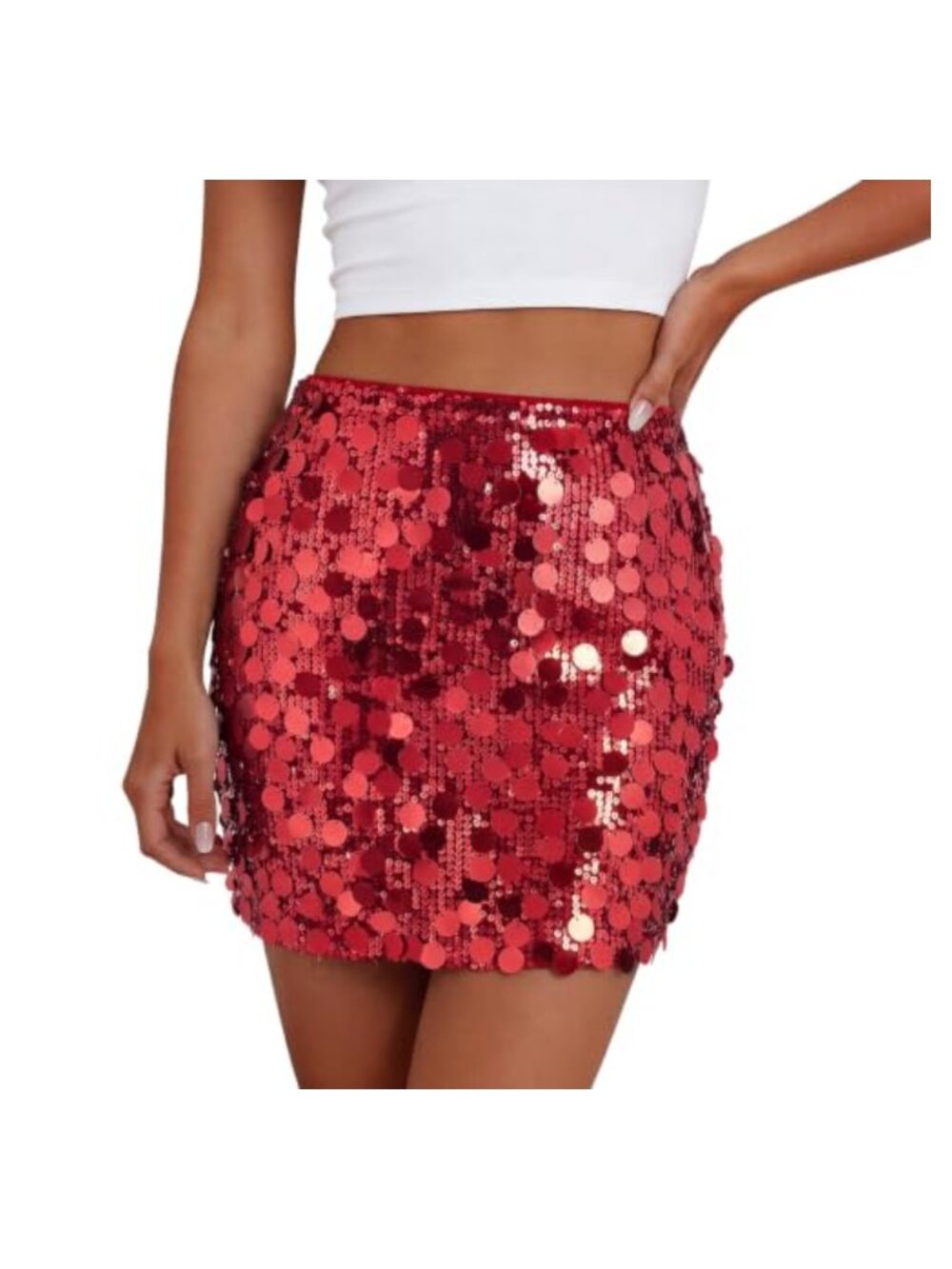 Women's Sequin Mini Skirt Stretch High Waist Bodycon Party Club Sparkly Going